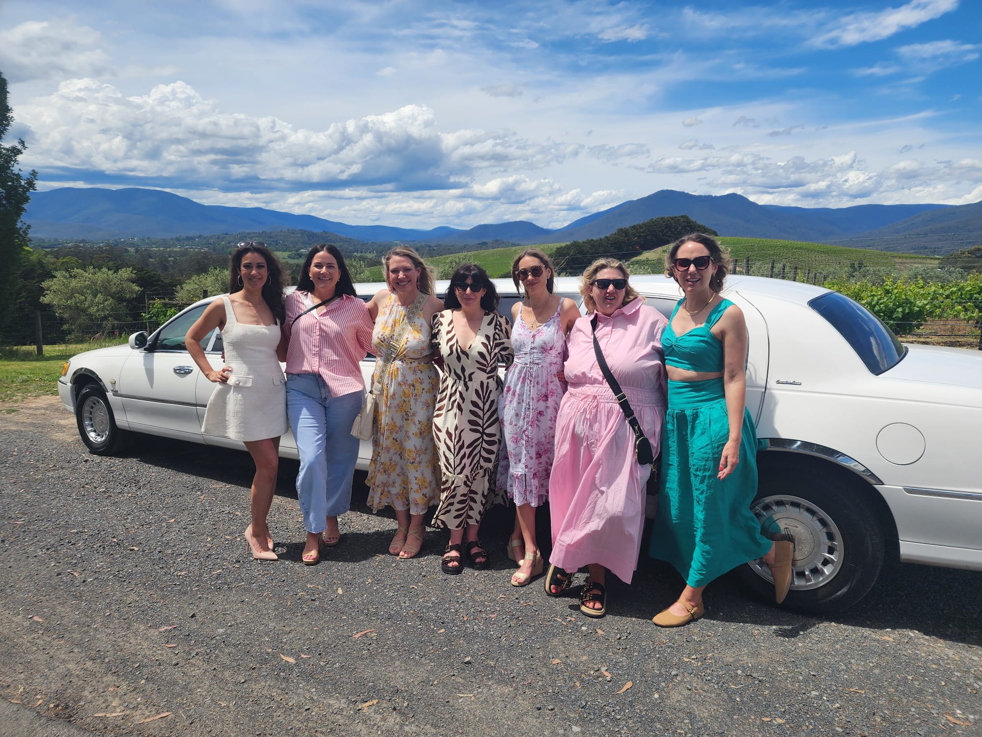 Bridal party inside the Auslink Lincoln stretch limousine, Melbourne